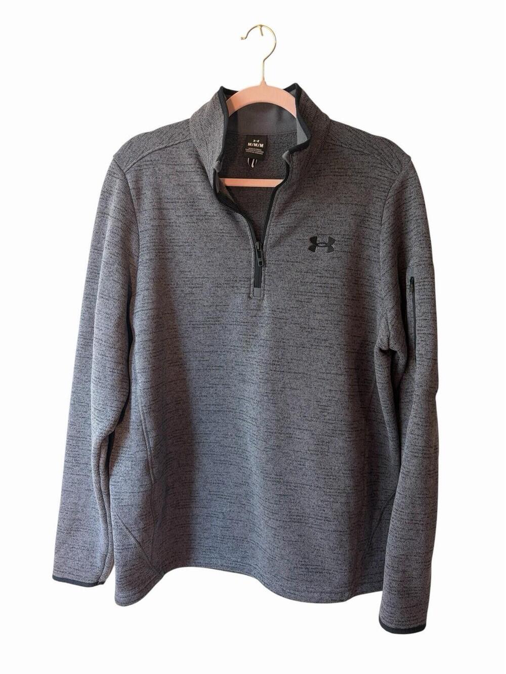 Under Armour Men’s Gray Fleece 1/4 Zip Mock Neck Pullover Sweatshirt M‎